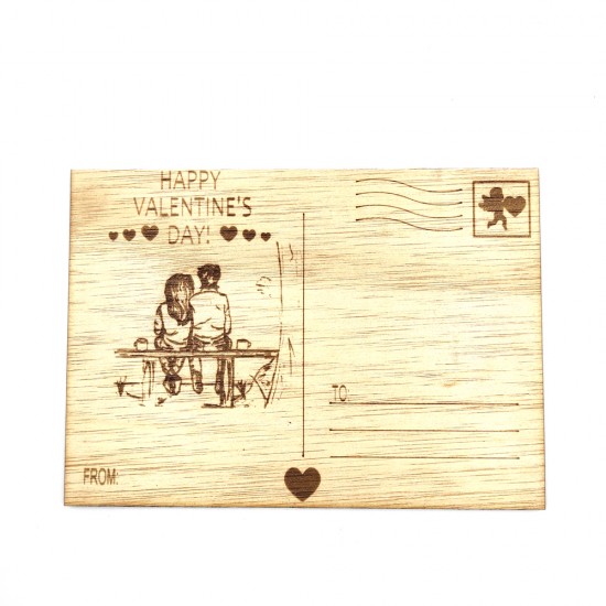 Ξύλινη card postal "HAPPY VALENTINES DAY"