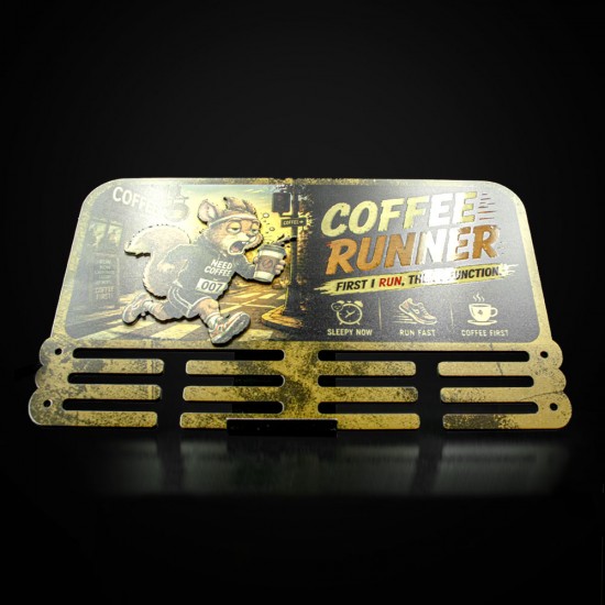 Κρεμάστρα μεταλλίων & Μπρελόκ "THE COFFEE RUNNER"