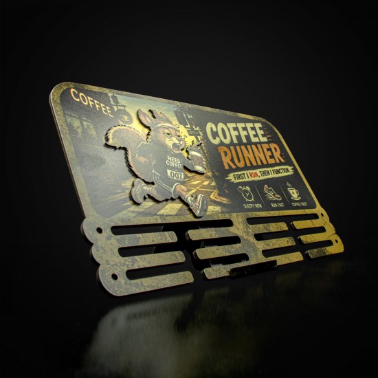 Κρεμάστρα μεταλλίων & Μπρελόκ "THE COFFEE RUNNER"