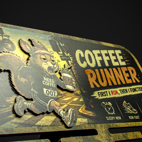 Κρεμάστρα μεταλλίων & Μπρελόκ "THE COFFEE RUNNER"